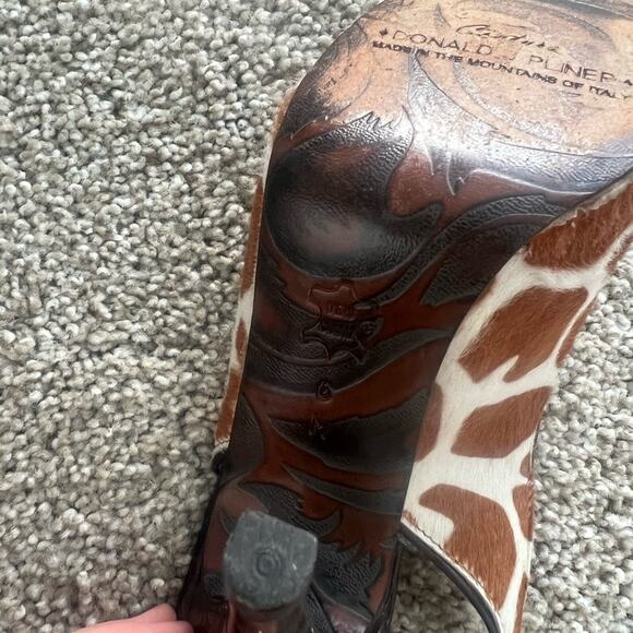 Donald J. Pliner Vintage Y2K Giraffe Print Calf Hair Platform Heels Size 6 - Picture 10 of 12